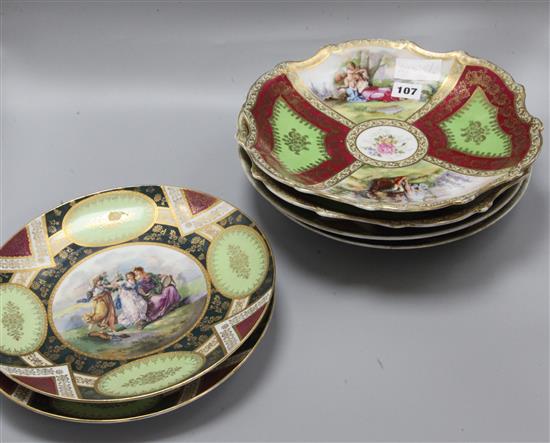 Three pairs of Vienna style wall plates